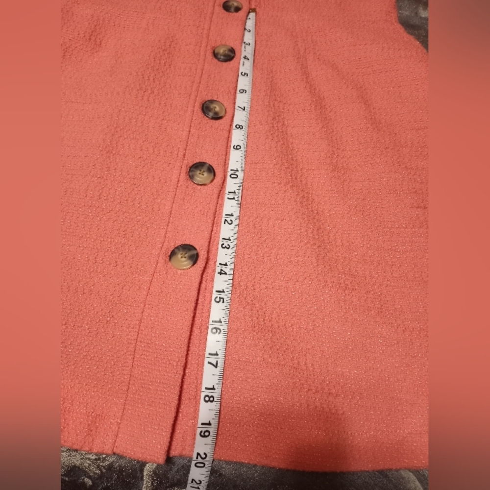 Gal Meets Glam Women S. 12.Tweed Button Front CoralSalmón. Short Sleeve Dress - Picture 12 of 15